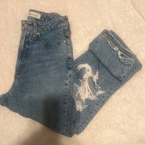 Madewell Distressed Straight Leg Denim Jeans in Blue